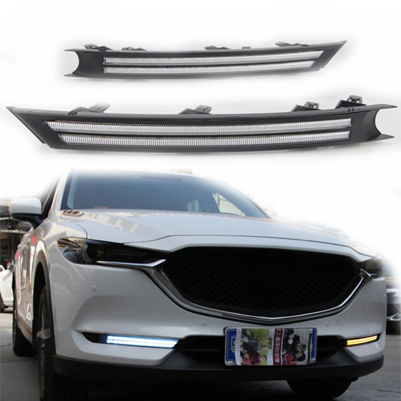 DRL LED DAYTIME RUNNING LIGHT FOG LAMP W TURN SIGNAL FOR MAZDA CX-5 CX5 2017 DRL LED DAYTIME RUNNING LIGHT FOG LAMP W TURN SIGNAL FOR MAZDA CX-5 CX5 2017