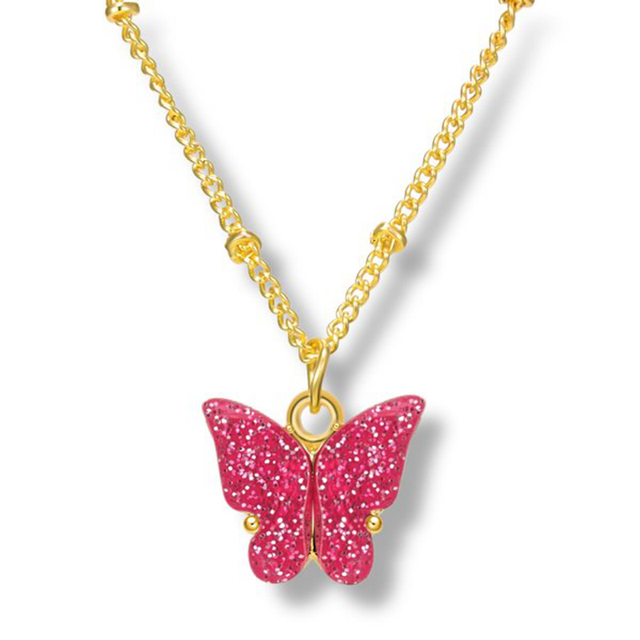 Butterfly Pendant Necklace For Women Colorful Acrylic Statement Choker Chain Korean Fashion Party Girl Jewelry Gift 2022