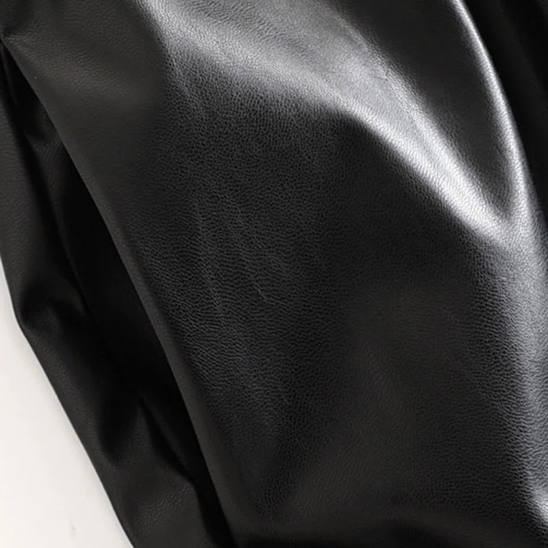 TRAF Для женщин искусственный мех из искусственной кожи черные шорты Винтаж модная эластичная кулиска на талии Короткие Брюки с карманами Повседневное Pantalones Mujer