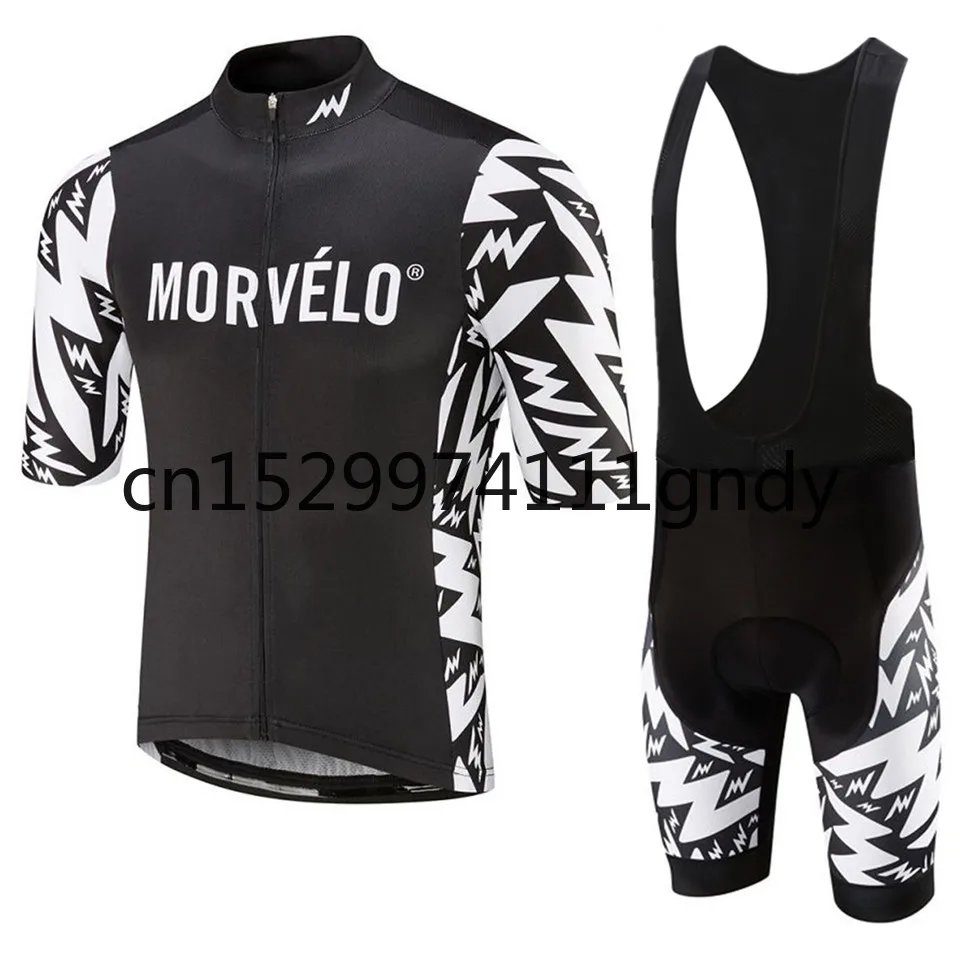 

MORVELO Pro Men short sleeve Cycling Jersey Bike Clothing bib shorts shirt set MTB bicycle clothes 2020 ropa ciclismo 9D gel