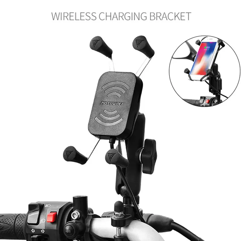 Motorcycle Mobile Phone Holder Wireless Charger GPS Mount Stand