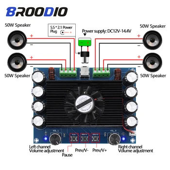 

Bluetooth Amplifier Board TDA7850 Four-Channel 4*50W Stereo Class AB High Power Bluetooth Amplifiers DC12-14.4V For Home Speaker