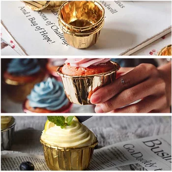 

50Pcs/Set Golden Cupcake Wrapper Liner Round Forms For Cup Cake Bake Decoration Tools Muffin Paper Cups