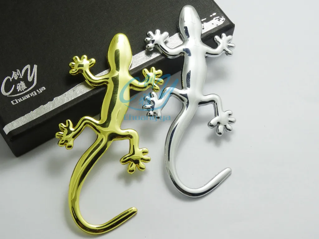 Car Supplies Solid Stereo Metal Gecko Bumper Stickers Tail Tag Decoration Large Size 3D Car Decoration Scratches Bumper Stickers