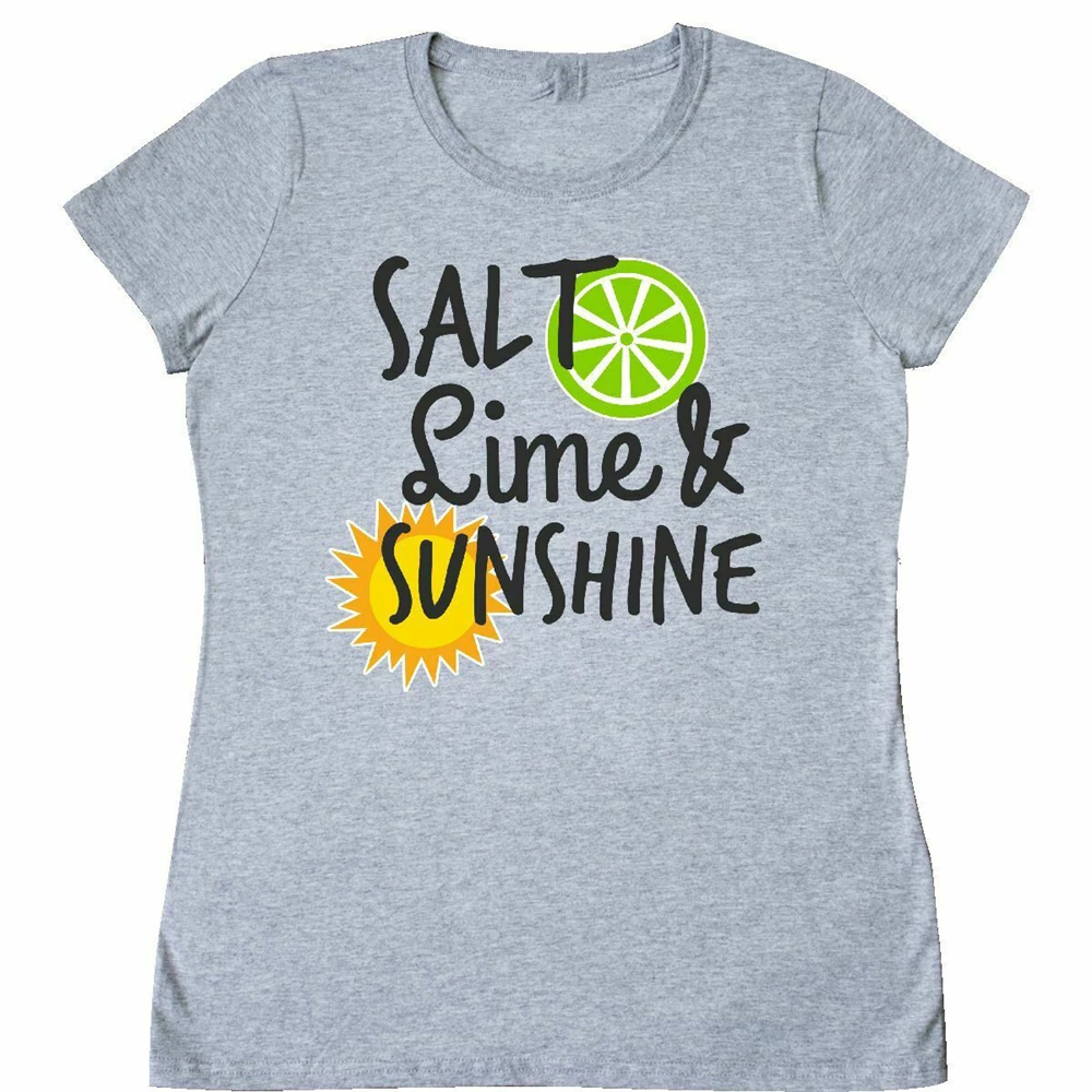 Женская футболка Inktastic Salt Lime And Sunshine с солнцем и лаймом Весенняя Футболка принтом
