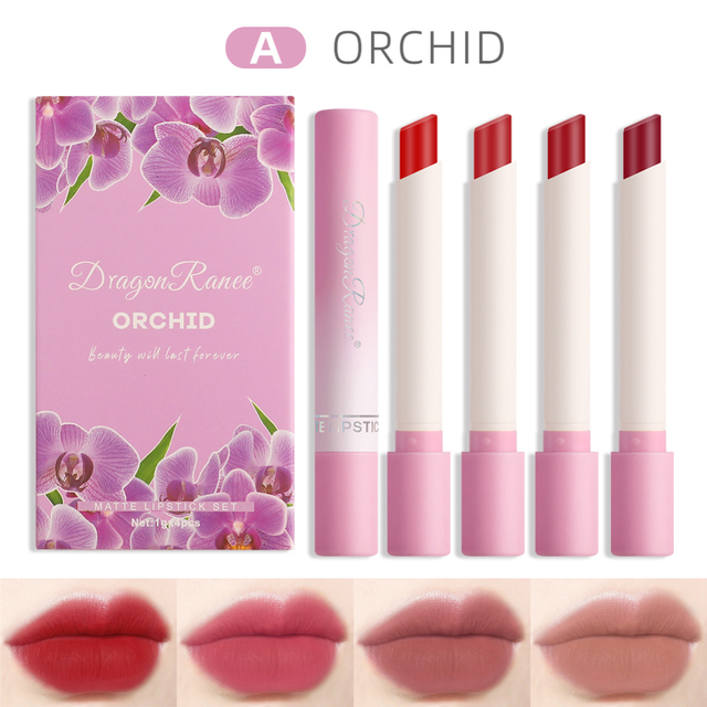 Cigarette Lipstick Set 4PCS Matte Lip Gloss Long Lasting Moisturizing Nonstick Cup Korean Cosmetics Maquillaje TSLM1