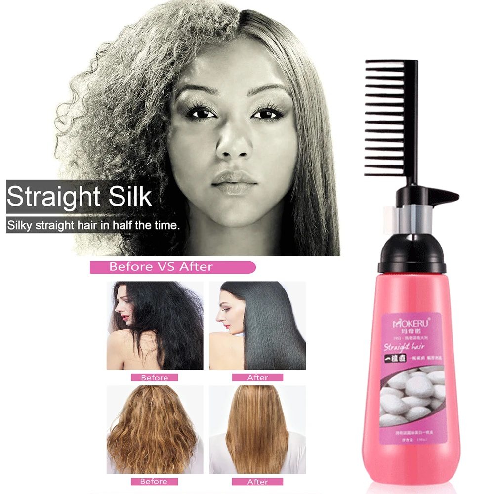 Protector y desenredante para alisar el cabello, crema nutritiva para el  cabello liso sin Alcohol, Protector de calor, sin perfume, con  peine|Relajantes capilares| - AliExpress