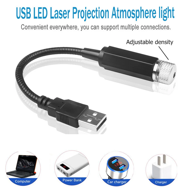 Car Auto Ceiling Projector Star Decorative Light USB Night Light Romantic Atmosphere For Children Kids Baby Sleep Romantic Led