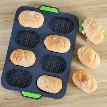 

8 Grids Good Flexibility DIY Tray Hamburger Baking Easy Release Non-stick Bread Mold French Home Silicone Practical