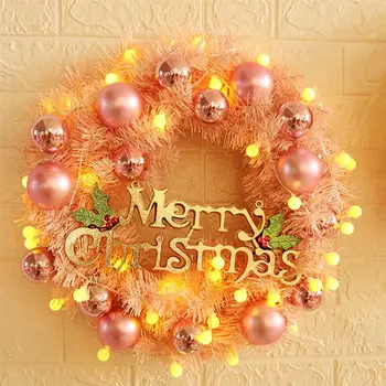 

40CM Christmas Wreath LED Light String Front Door Hanging Ornament Garland Holiday Home Decorations Xmas Gifts navidad New Year