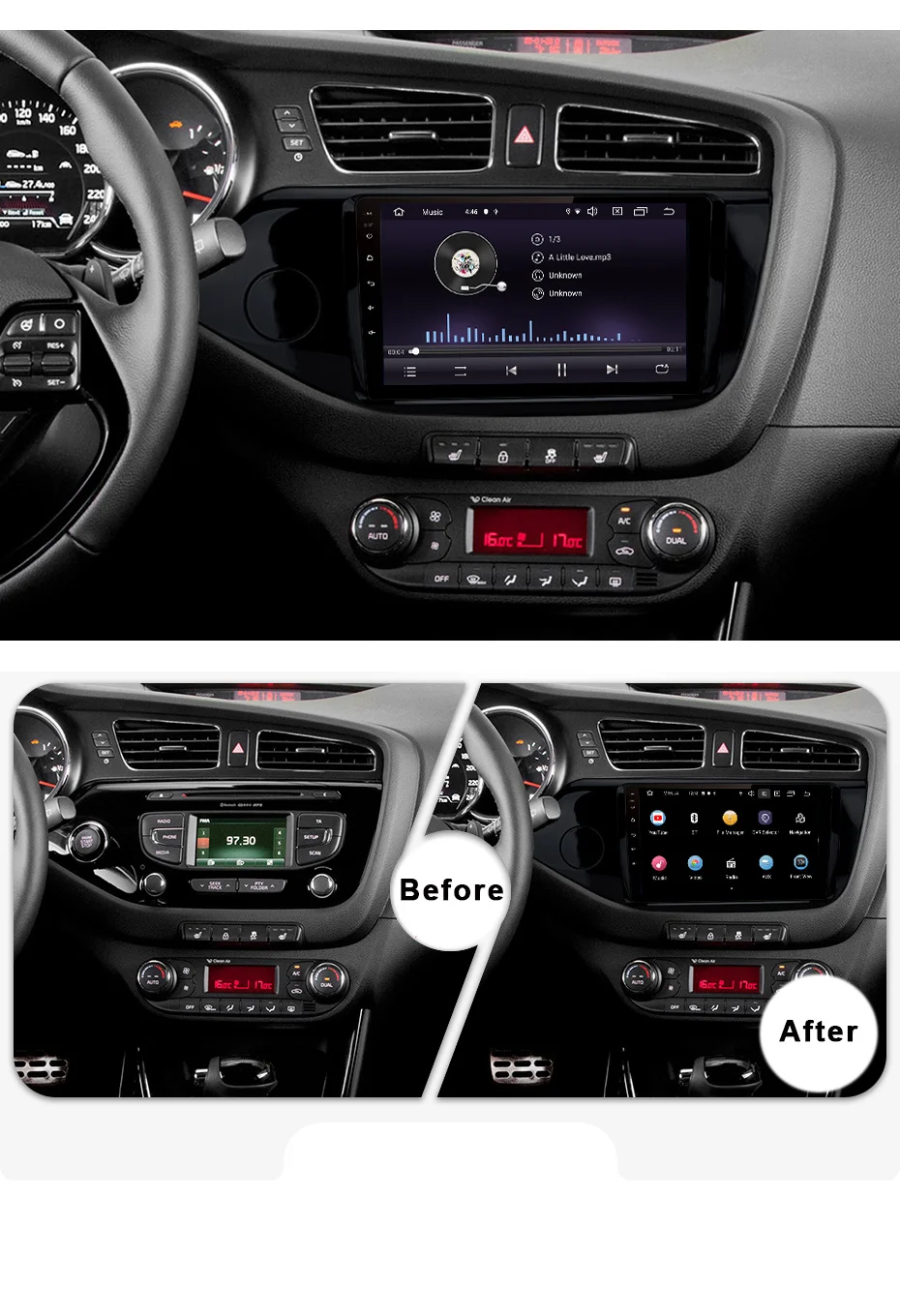 Funrover 2.5D+IPS 9inch Android 9.0 Car DVD Player GPS Navigation Multimedia for Kia Ceed 2013 2014