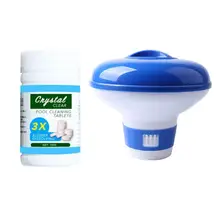 Для бассейна, погружаемый в воду дозатор хлора таблетки Автоматическая дезинфекция плавающий лекарственный аппликатор+ 100 шт Чистящие Таблетки