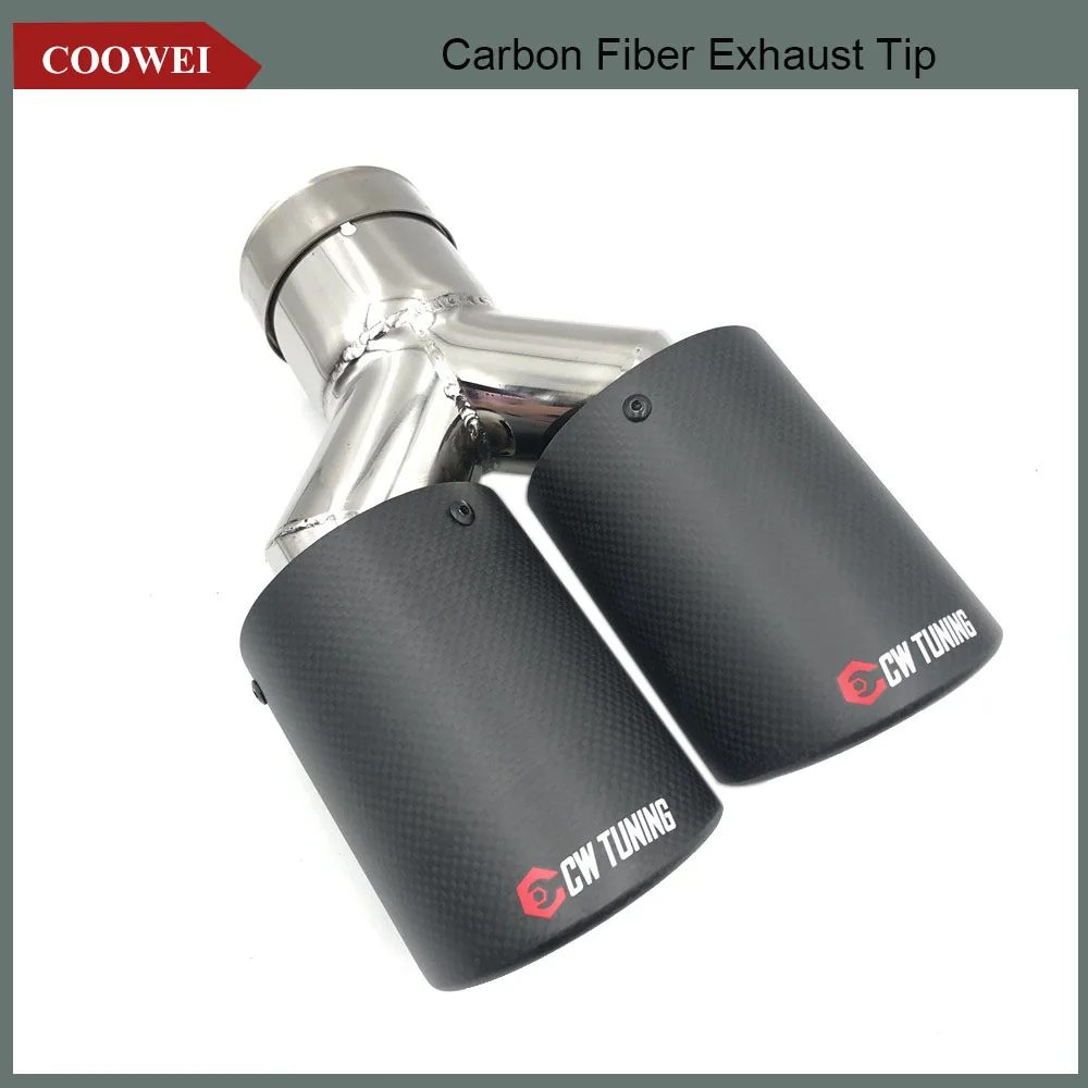 

1Pcs ID: 63MM OD: 89MM Universal Carbon Fiber Dual Exhaust Tip Stainless Steel Muffler Pipe