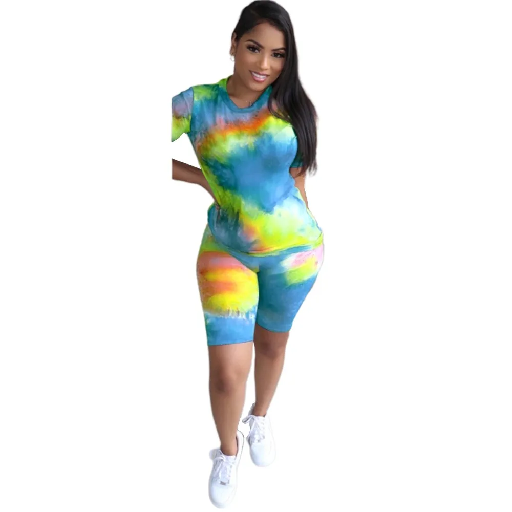 matching tracksuit set two piece set women 2 piece set women outfits home clothes 2 pieces sets t shirts shorts o-neck print  sexy wholesale plus size loungewear sets