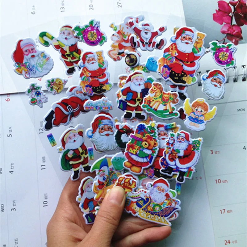 

1 Sheet Cute Christmas Stickers Kawaii Santa Claus Toys Sticker Lovely Decorative Stickers For Kids Scrapbooking DIY Diary Album