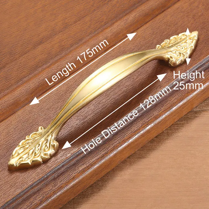 Handle-T1104-128 KAK медные латунные ручки шкафа для двери кухонного шкафа ручки для выдвижных ящиков Европейское винтажное Золотое оборудование для обработки мебели - Цвет: Handle-T1104-128