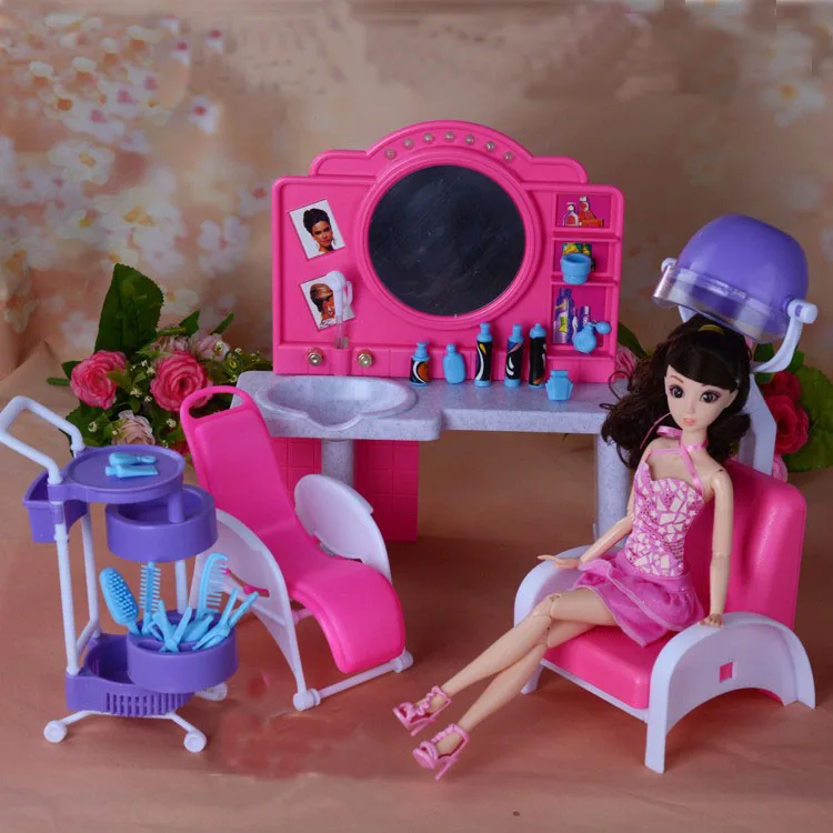 Original For Barbie Princess Hairdresser Salon Hair Salon Shop