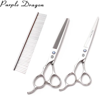 

Dog Grooming Scissors Left-Hand 5.5" 6" 7" Stainless Purple Dragon Straight Scissors Animal Thinning Shears Pet Scissors Z8000