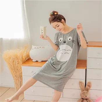 

Loose and Comfortable Nightdress Women's Sleepwear Casual Home Clothing Japan Cartoon Pattern Nightgown Short Sleeve Sleepshirts
