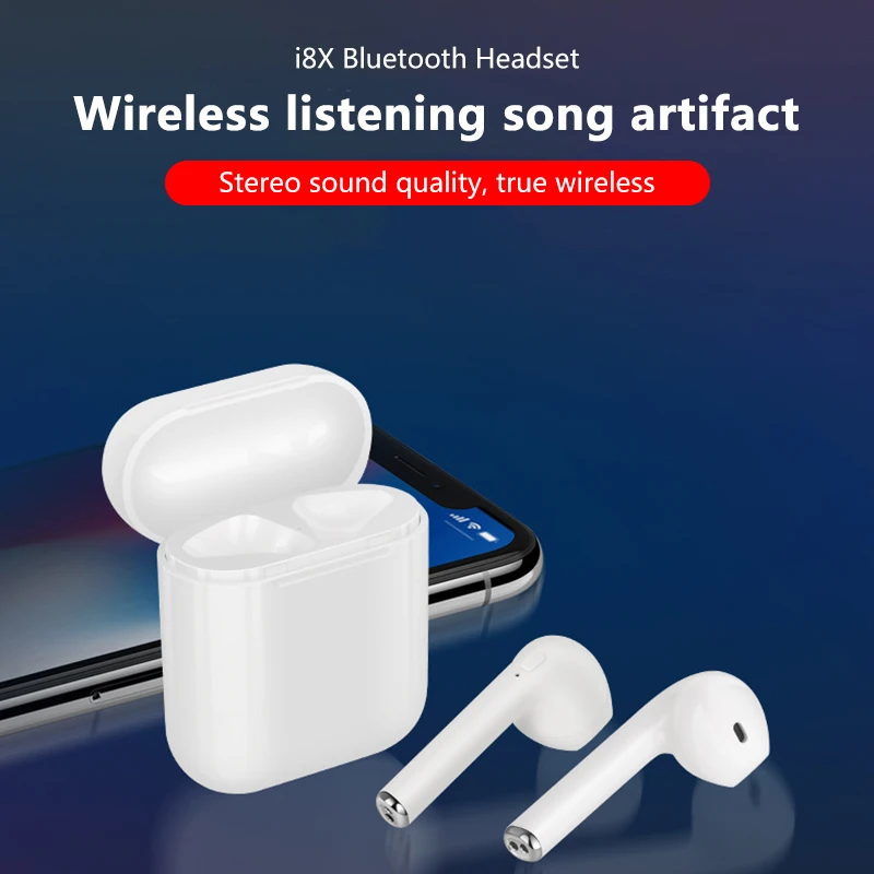 

I8X TWS Wireless Bluetooth Headset Binaural Stereo Bluetooth 5.0 mini Sport Headset With 450 mAh Changing Bin For Smartphone