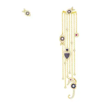 

MeiBaPJ Luxury Brand 925 Sterling Silver Asymmetric Yellow Gold Color Eye Lucky Fish Tassel Earrings Women Fashion Monaco Jewel