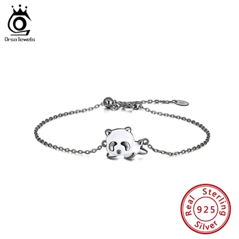 

ORSA JEWELS Original Brand Panda Bracelet 925 Sterling Silver China National Treasure Black and White Cute Panda Women Gift SB64