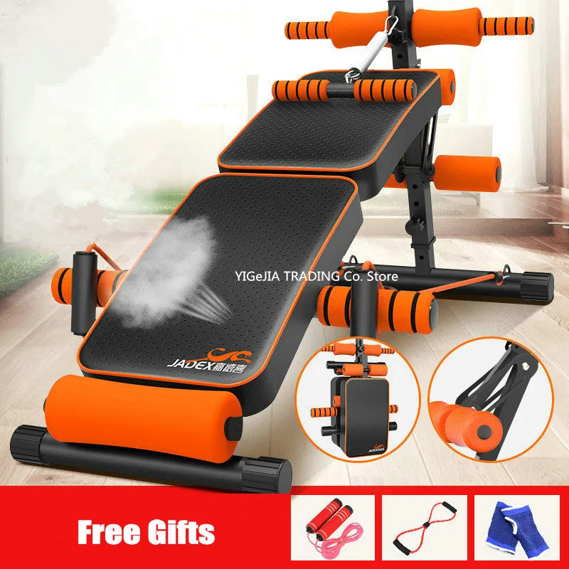 Multifunctional Sit-Ups Bench with Spring Booster Foldable Dumbbell Supine Board Steel Frame Workout Incline | Спорт и развлечения