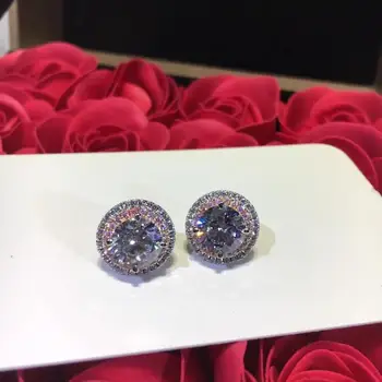 

2020 New Designer Jewelry Luxury Accessories Silver Color Micro- Pink Stone Earrings For Women