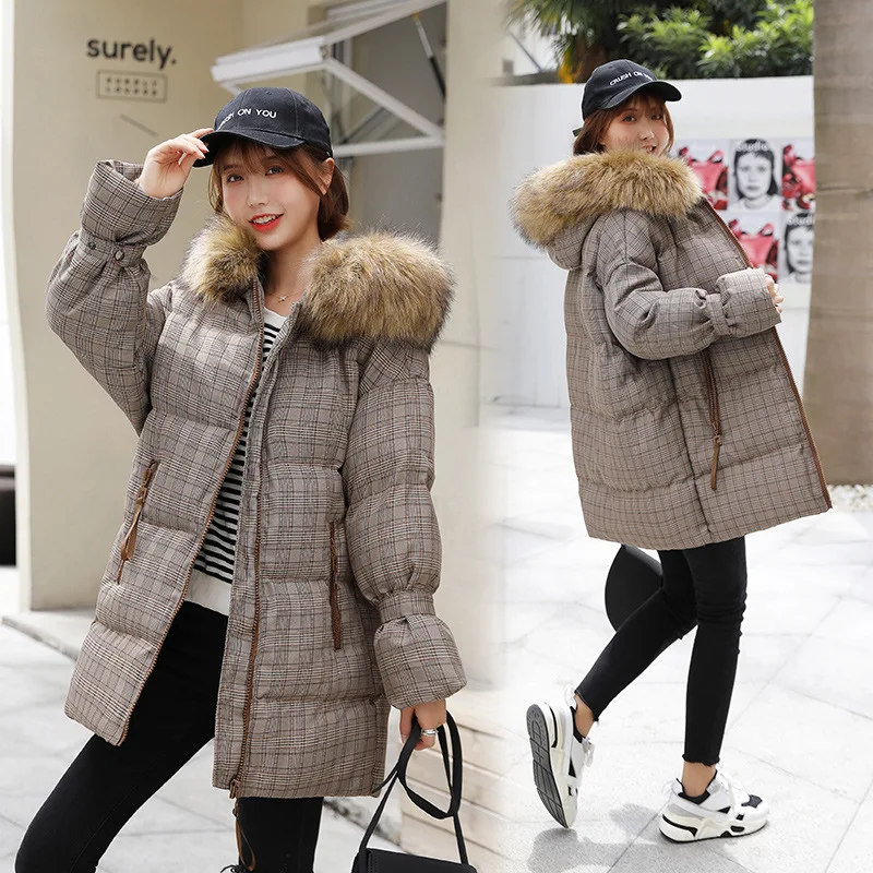 

Cotton Coat Women's Mid-length Winter 2019 New Style Korean-style Loose-Fit down Jacket Hooded Thick Students Tide Cotton-padded
