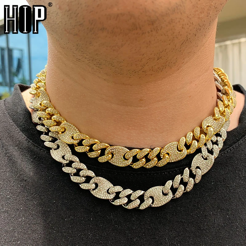Hip Hop Bling Aaa+ Iced Out Alloy Rhinestones Coffee Bean Miami 