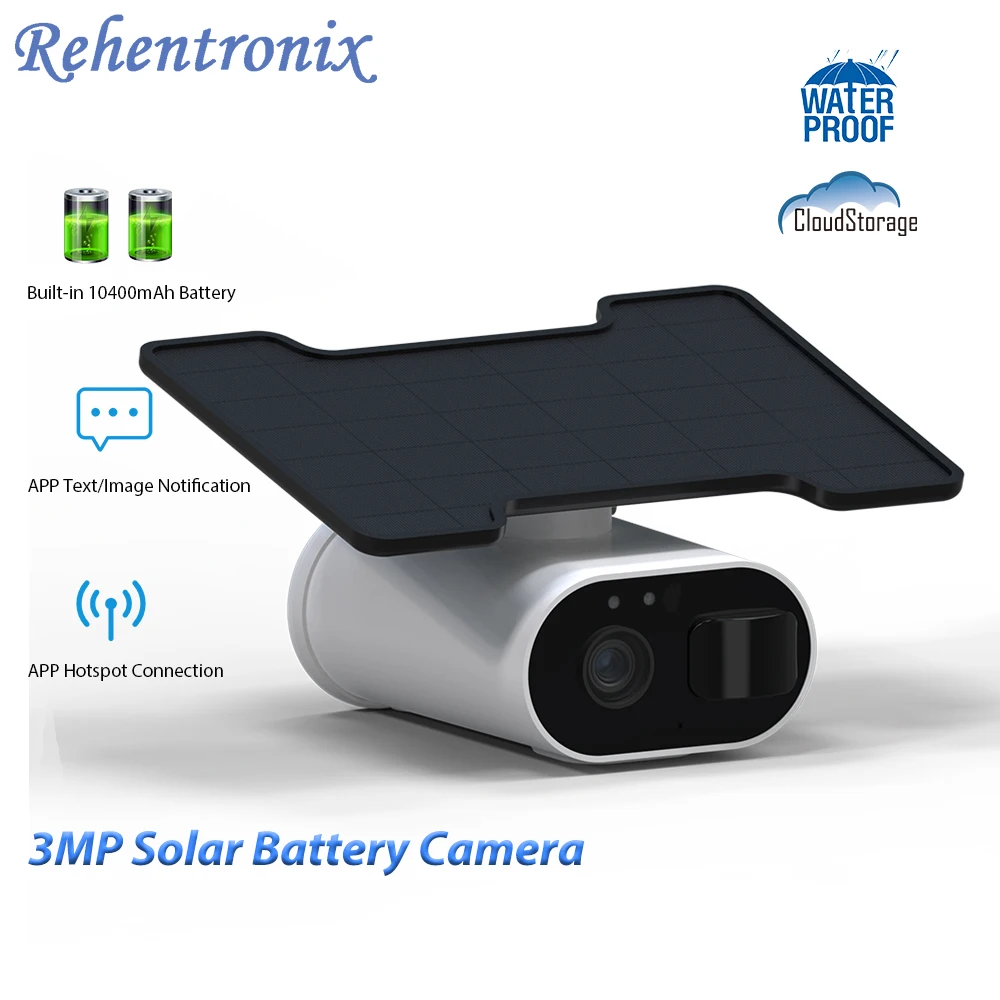

3MP WiFi Solar Panel Powered Battery Camera Wireless 10400mAh Rechargeable Battery Powered WiFi IP Camera Home Security Camera