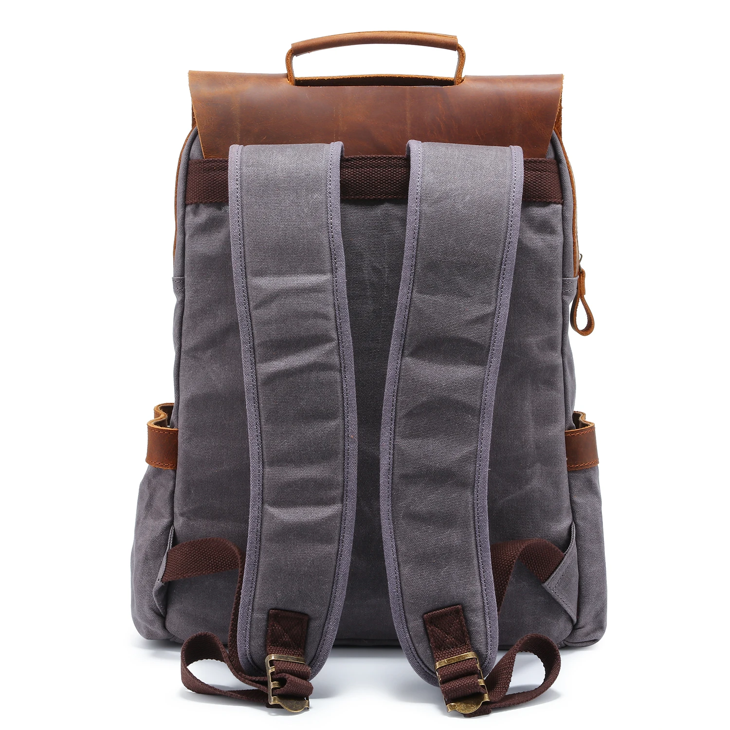 Wholesale Casual Canvas Backpack Waterproof Shoulder Schoolbag Men vintage Travel leather bag  20pcs/lot 2