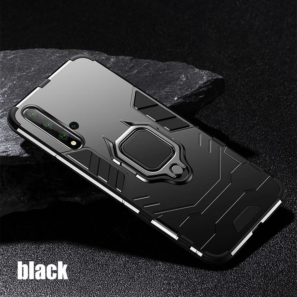 Супер Сильный магнитный автомобильный кольцевой чехол для телефона huawei Honor 20 Honor 10i 10 Lite бронированный чехол s для 8X9X20 Pro 7A 7C P умный чехол s - Цвет: Черный