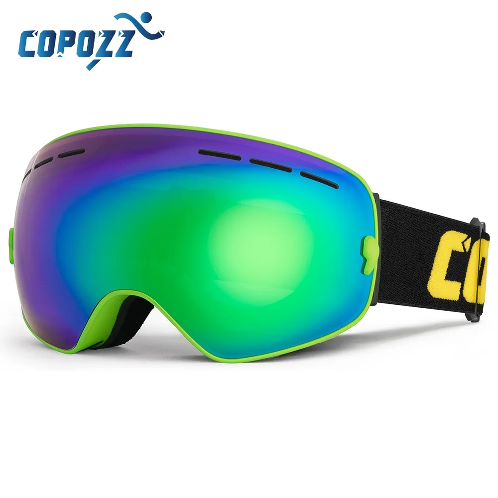 Copozz Brand Ski Goggles Double Layers Uv400 Anti Fog Big Ski Glasses