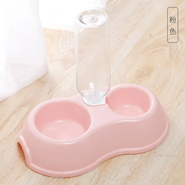 Non-Slip Pet Dogs Cats Double Bowls Food Water Feeder  Dispenser For Dogs cat Drinking Bowl For Cats Feeder pet Product Supplies pink