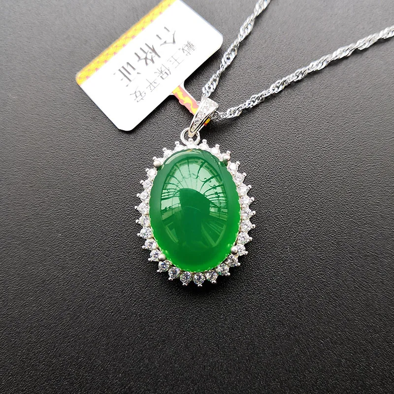 Natural drop green jade pendant with 925 sterling silver pendants necklaces add chain jade jewelry 3