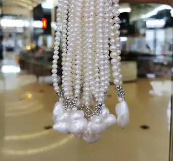 

2020 New Baroque natural freshwater pearl necklace pendant earrings set clavicle necklace for women NCH