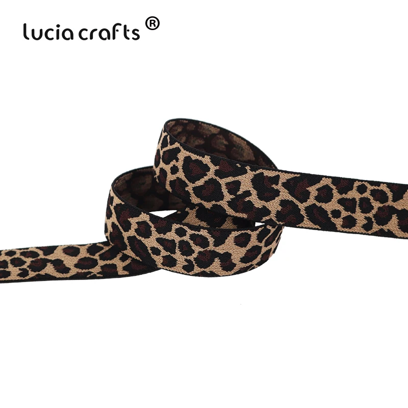 2 ярда 25 мм леопардовые печатные эластичные ленты DIY подарочная упаковка бантик для волос ремесло Рождество швейная одежда аксессуары X0308