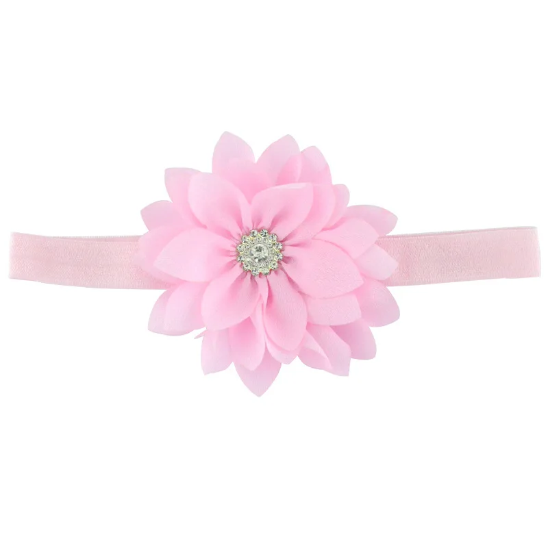 6pcs/lot 9 CM Solid Color Sharp Angle Chiffon Lotus Elastic Headband Fashion Flower Baby Girl Hairband Infant Clothing Ornaments accessoriesbaby eating 