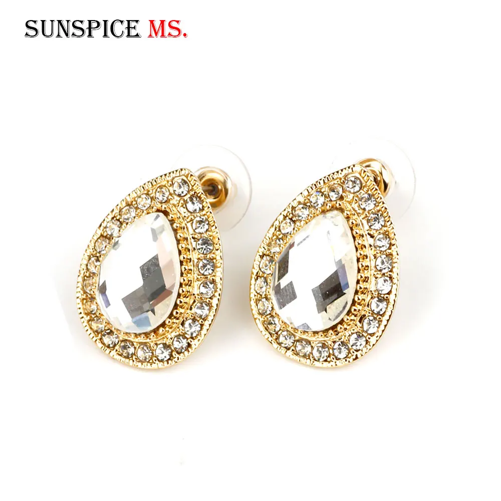 Sunspicems модные серьги гвоздики из индии золотого цвета для женщин капли воды