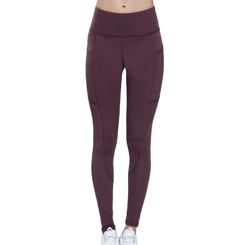 Дышащие сетчатые колготки для бега, женские эластичные спортивные брюки для фитнеса, светоотражающие Леггинсы для йоги, спортзала с карманом - Цвет: as picture