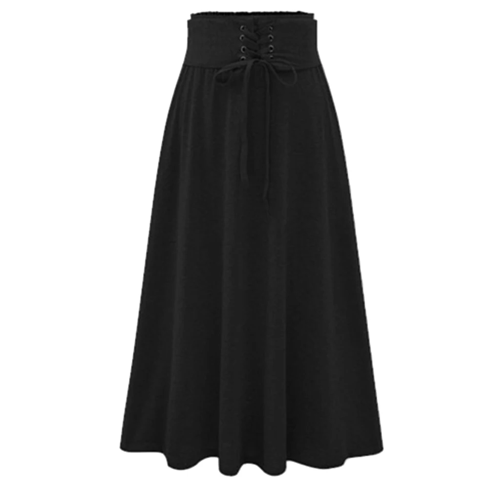 Горячая мода Женская высокая талия однотонная плиссированная длина эластичная юбка Акции Леди Черный Красный вечерние повседневные юбки
