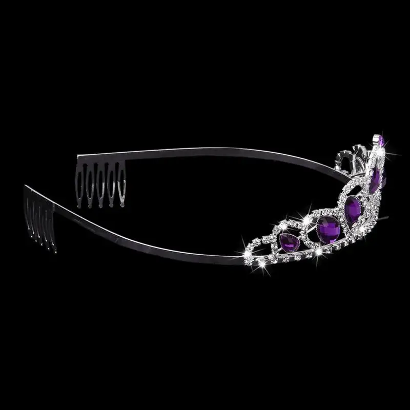 Delicate Wedding Bridal Prom Shining Rhinestone Crown Princess Tiara Headband Headpiece with Comb