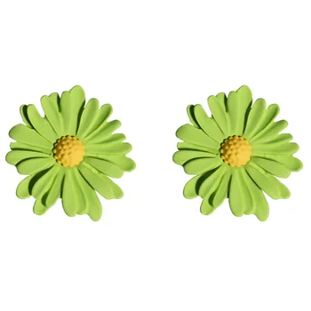 

925 Silver Needle Earring Daisy Earrings Flower Ear Stud Creative Ear Jewelry Fashion Ear Ring for Woman Girl Lady (Green)