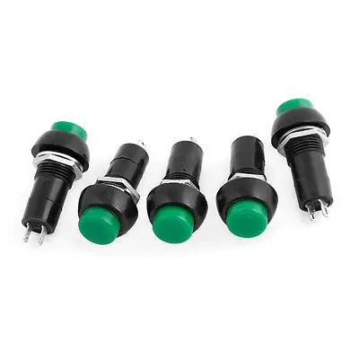 

AC 250V 3A Green Cap Momentary Push Button SPST Horn Switch 5 Pcs for Car