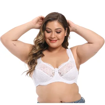 

Women Floral Unlined Lace Bra Perspective Brassiere Sexy Lingerie Underwired Bralette Underwear Plus Size Bras C D Full Cup #W