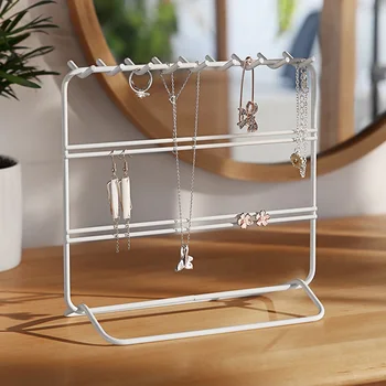

Decorative Shelves Metal jewelry rack Holder Organizer 3 Display Show Rack Home Tier Pink White Necklace Earring floating