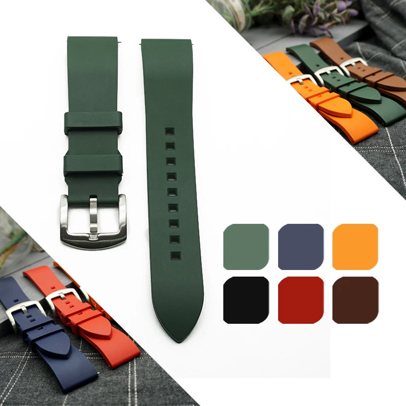 Fluorine Rubber Watch Strap Men s Watch Accessories 20mm 22mm 24mm Arc Mouth Replacement Watchband Bracelet 1