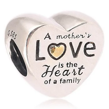 

Original Gold Color Love Heart of the Family Two-Tone Beads Fit 925 Sterling Silver Charm Pandora Bracelet Bangle Diy Jewelry
