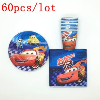 

40Pcs/60Pcs Tableware Sets Cars Lightning McQueen Baby Shower Kid Birthday Party Decoration Napkins For Family Party Supplies